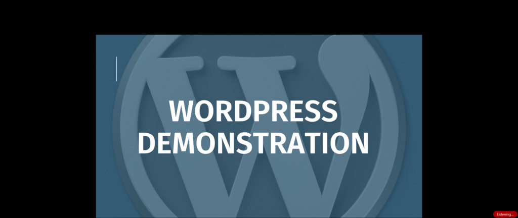Title slide with WordPress logo and text: WordPress Demonstration.